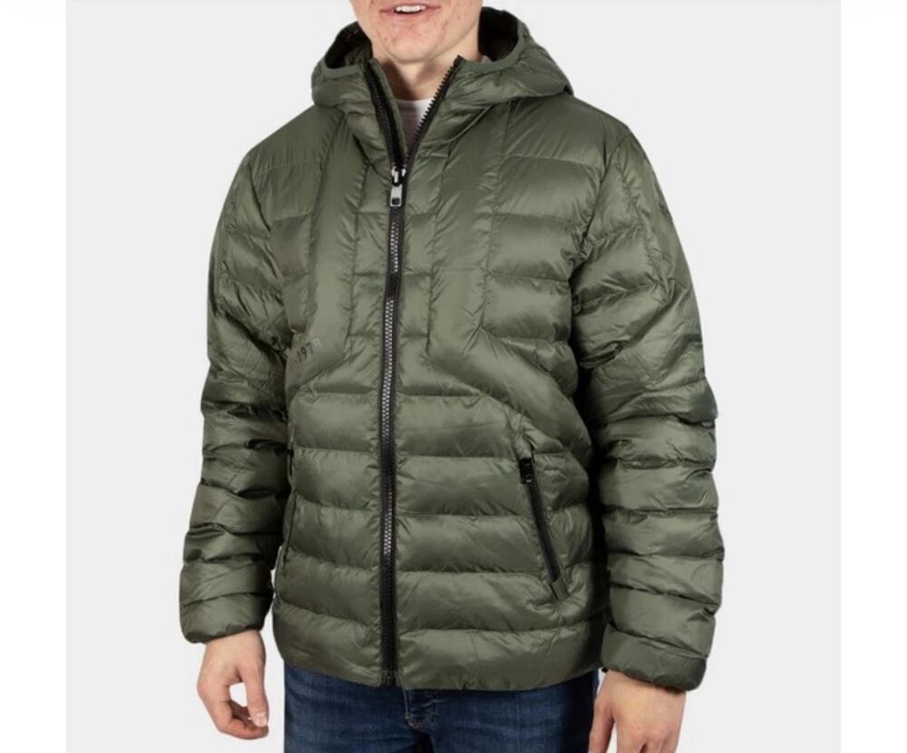 Diesel W-Dwain-21 Water-Repellent Padded Jacket Olive Green Size S NWT